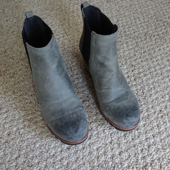 Sorel Lea Wedges boots Gray leather size 10 - Picture 6 of 14